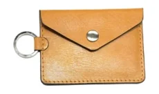 Light brown leather card envelope with keyring