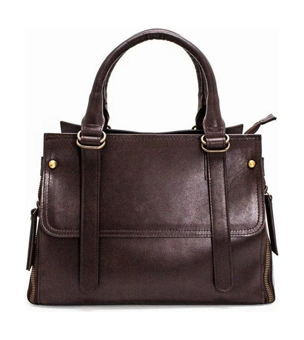 Dark green leather double-handle zip tote bag