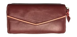 Ruby red leather ladies zip-around purse
