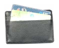 Black and brown leather slim card holder