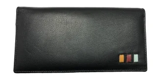 Black leather slim long purse