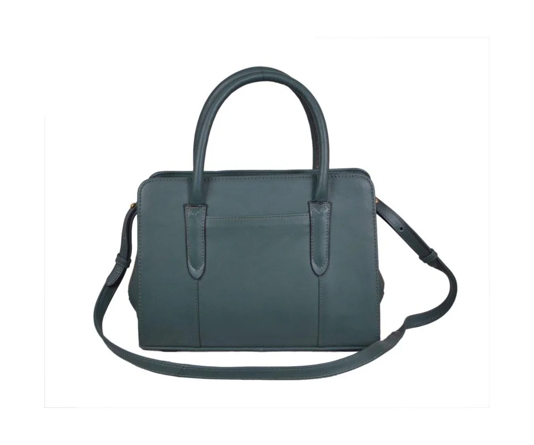 Blue structured leather bowler bag