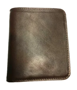 Walnut brown vertical leather bifold wallet
