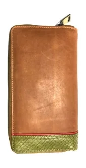 Tan leather zip travel organiser